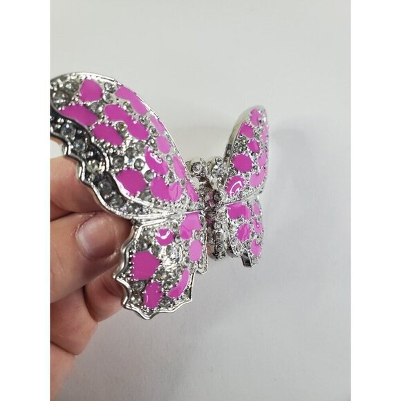 Women's‎ Belt Buckle Butterfly Pewter Pink w/Rhinestones Cowgirl Western READ - Picture 4 of 10
